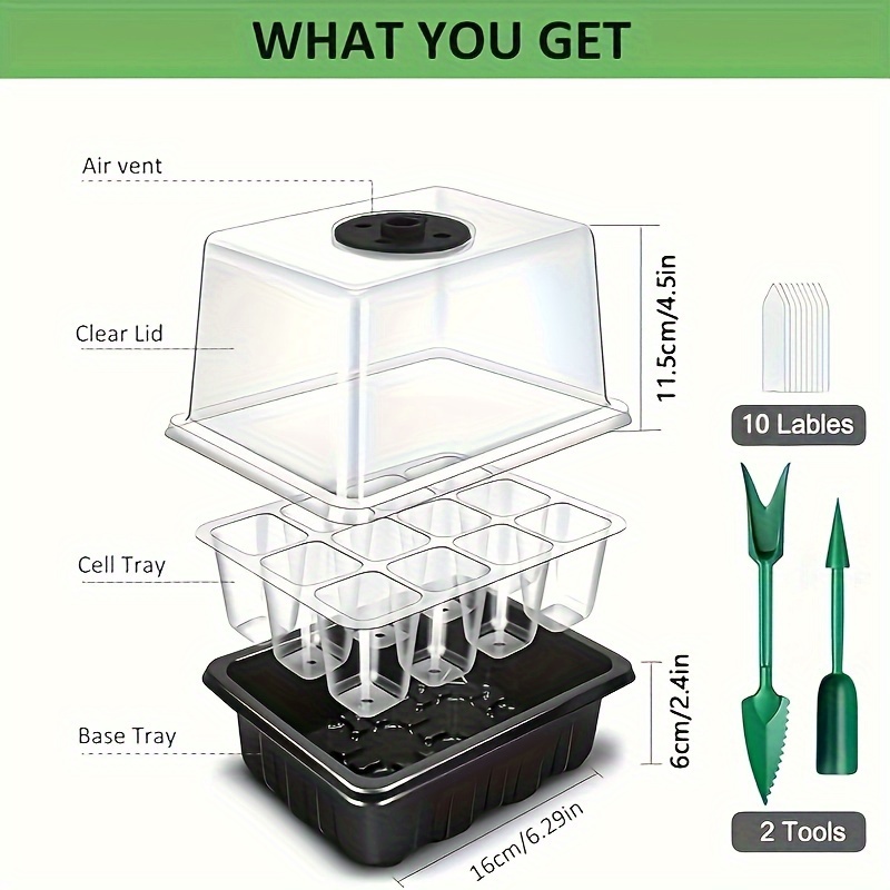1/2/3-Pack 12/24/36-Cell Seed  - огляд і ціна Seed Starter Tray